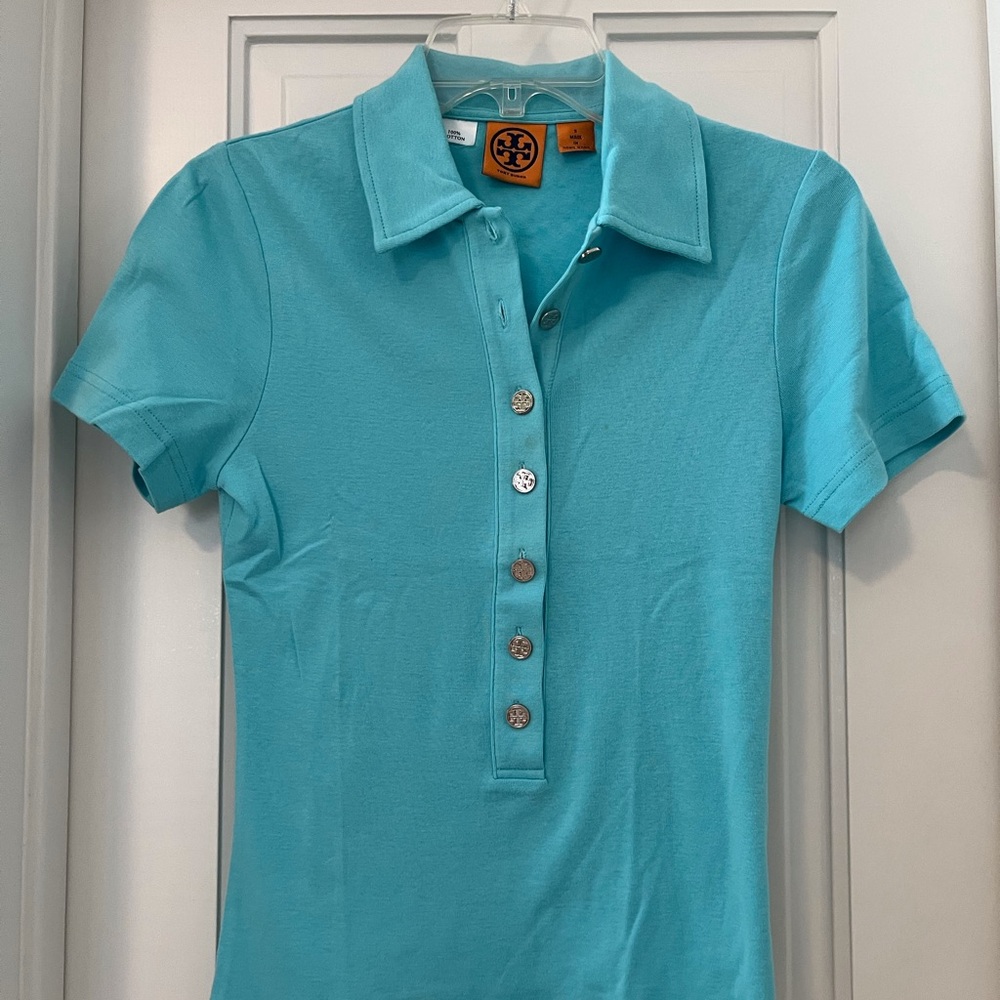 Tory Burch Turquoise Short Sleeve Shirt